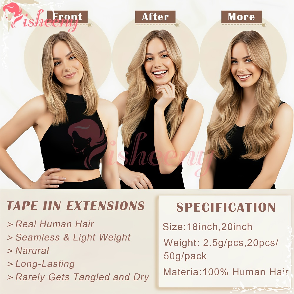 Isheeny Straight Tape In Hair  - огляд і ціна Invisible Tape In Extensions Real Hair