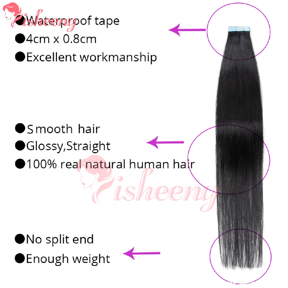 Isheeny Straight Tape In Hair  - огляд і ціна Invisible Tape In Extensions Real Hair